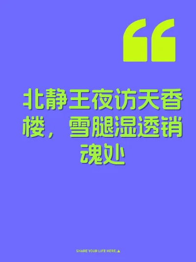 北静王夜访天香楼，雪腿湿透销魂处