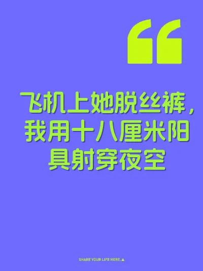 飞机上她脱丝裤，我用十八厘米阳具射穿夜空