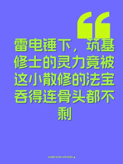 雷电锤下，筑基修士的灵力竟被这小散修的法宝吞得连骨头都不剩