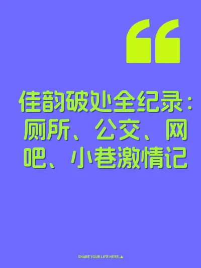 佳韵破处全纪录：厕所、公交、网吧、小巷激情记
