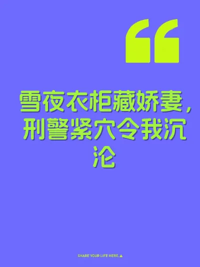 雪夜衣柜藏娇妻，刑警紧穴令我沉沦