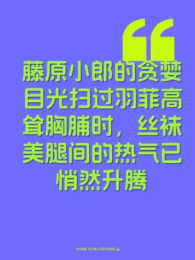藤原小郎的贪婪目光扫过羽菲高耸胸脯时，丝袜美腿间的热气已悄然升腾