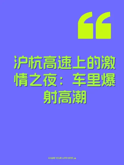 沪杭高速上的激情之夜：车里爆射高潮