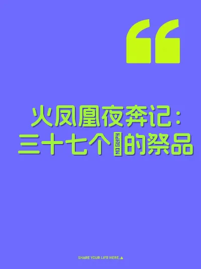 火凤凰夜奔记：三十七个屄的祭品