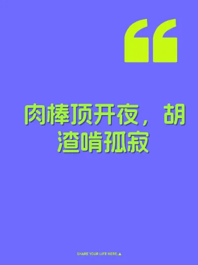 肉棒顶开夜，胡渣啃孤寂