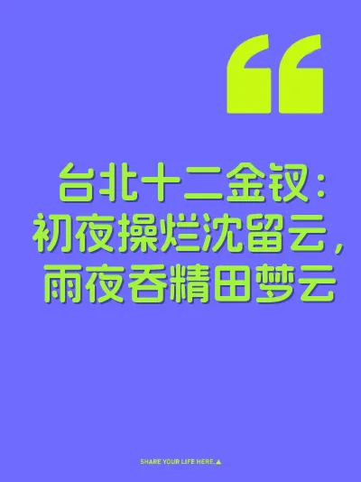 台北十二金钗：初夜操烂沈留云，雨夜吞精田梦云