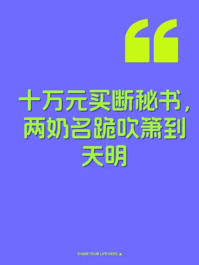十万元买断秘书，两奶名跪吹箫到天明