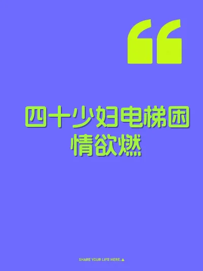 四十少妇电梯困情欲燃