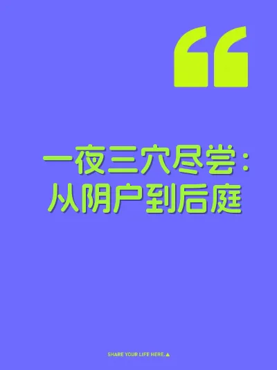 一夜三穴尽尝：从阴户到后庭