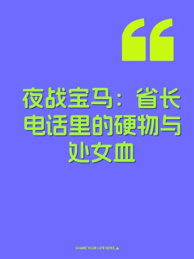 夜战宝马：省长电话里的硬物与处女血