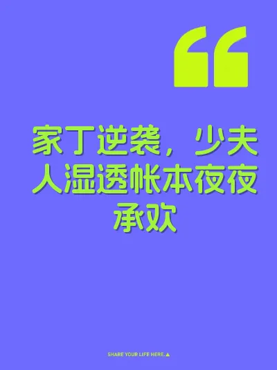 家丁逆袭，少夫人湿透帐本夜夜承欢