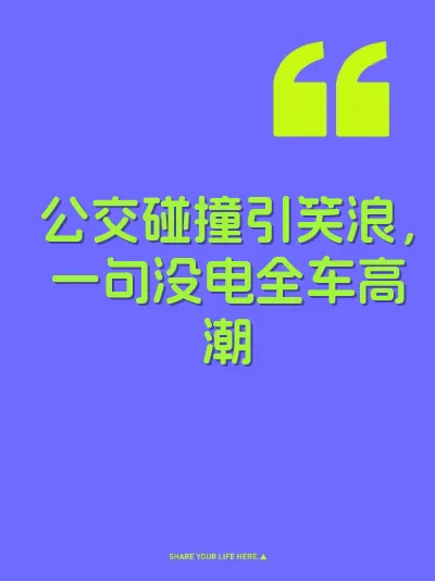公交碰撞引笑浪,一句没电全车高潮