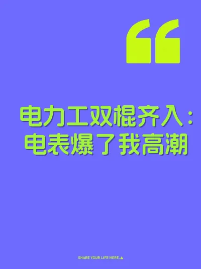 电力工双棍齐入：电表爆了我高潮