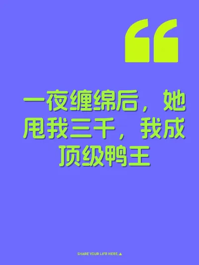 一夜缠绵后，她甩我三千，我成顶级鸭王