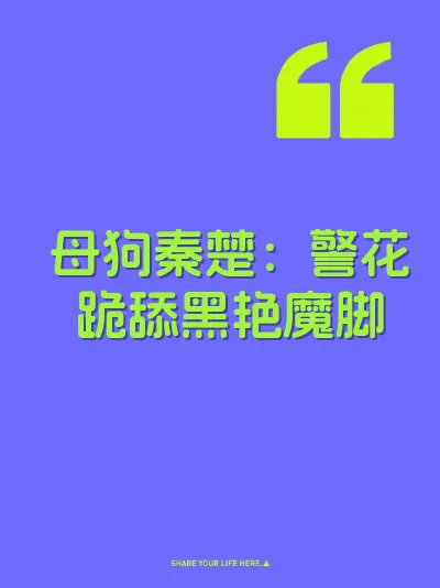 母狗秦楚：警花跪舔黑艳魔脚