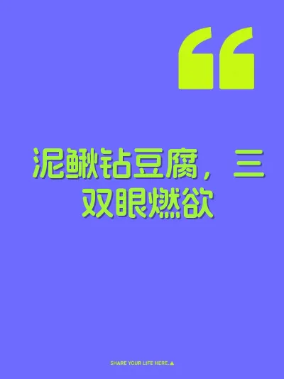 泥鳅钻豆腐，三双眼燃欲