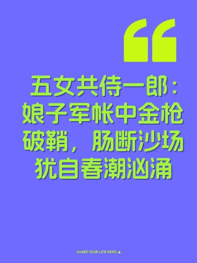 五女共侍一郎：娘子军帐中金枪破鞘，肠断沙场犹自春潮汹涌