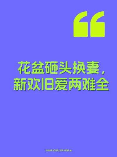 花盆砸头换妻，新欢旧爱两难全