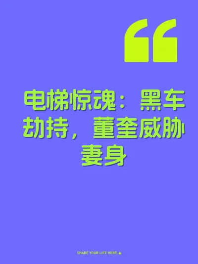 电梯惊魂：黑车劫持，董奎威胁妻身