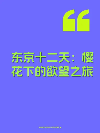 东京十二天：樱花下的欲望之旅