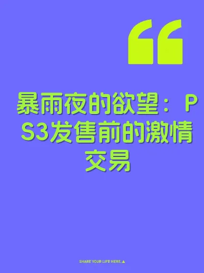 暴雨夜的欲望：PS3发售前的激情交易
