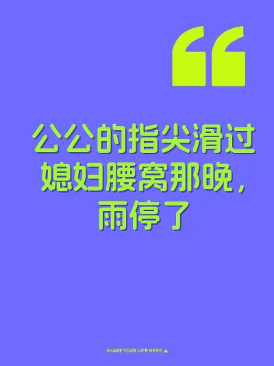 公公的指尖滑过媳妇腰窝那晚，雨停了