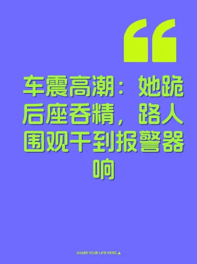 车震高潮:她跪后座吞精,路人围观干到报警器响