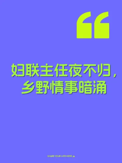 妇联主任夜不归，乡野情事暗涌